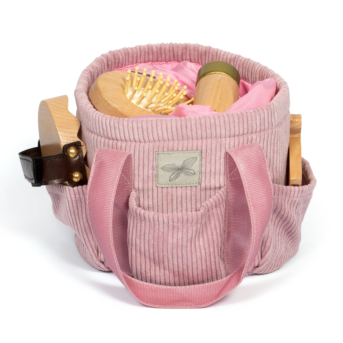 PFLEGETASCHE AUFBEWAHRUNGSTASCHE FÜR HOBBY PFERDE, CORD, ROSA