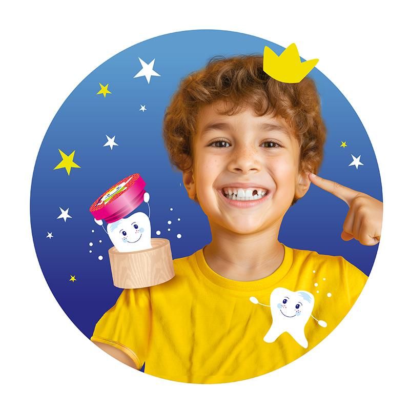 ZAHNFEE ZAHNDOSE AUS HOLZ, 2-FACH SORTIERT PINK BLAU