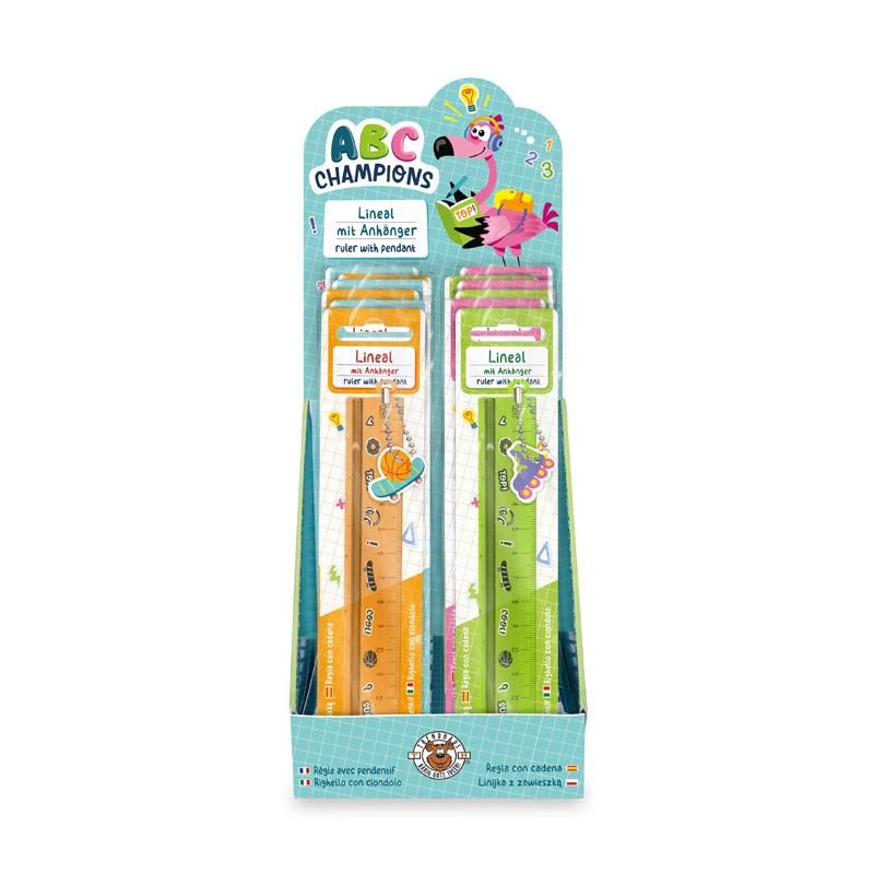 ABC LINEAL 15CM MIT ANHÄNGER, 4-FACH SORTIERT