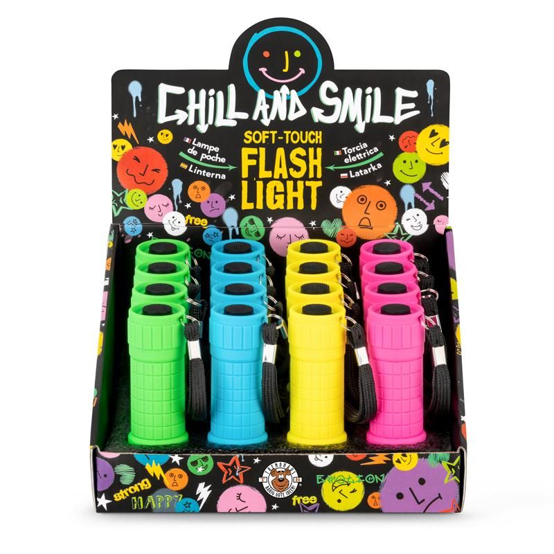 CHILL AND SMILE FLASHLIGHT 9 LEDS, 4-FACH SORTIERT