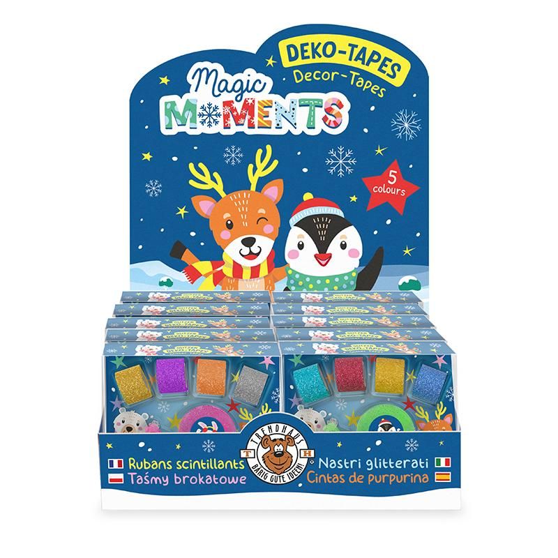 MAGIC MOMENTS GLITZER-TAPES INKL. ABROLLER 6-TEILIG, 2-FACH SORTIERT