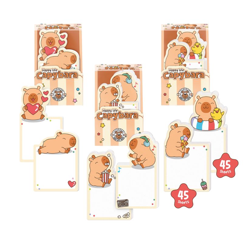 CAPYBARA LOVE HAPPY NOTES 2ER-SET 90 BLATT, 3-FACH SORTIERT