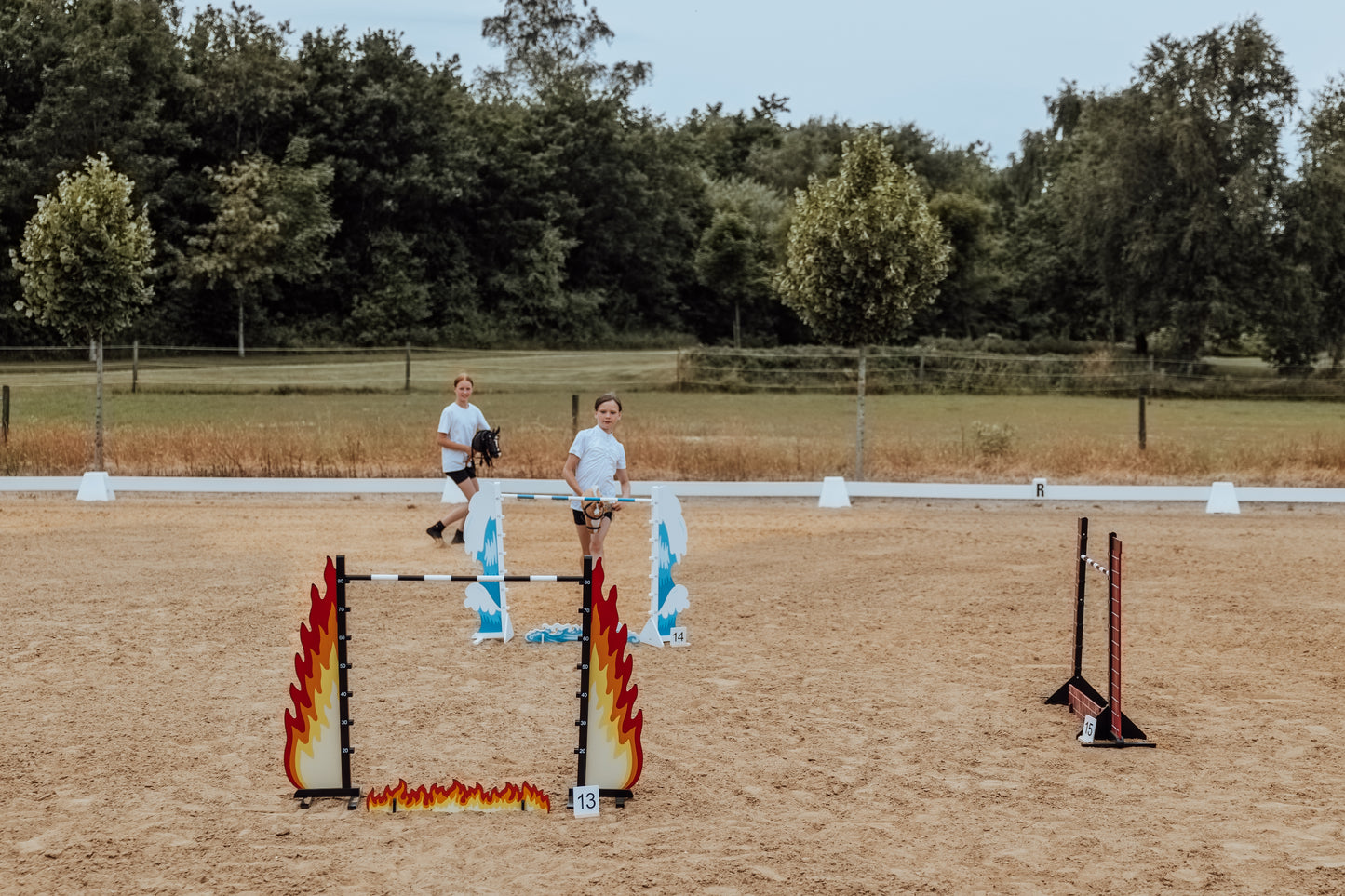 Springzaun Springparcours Springhindernis Show, Feuer