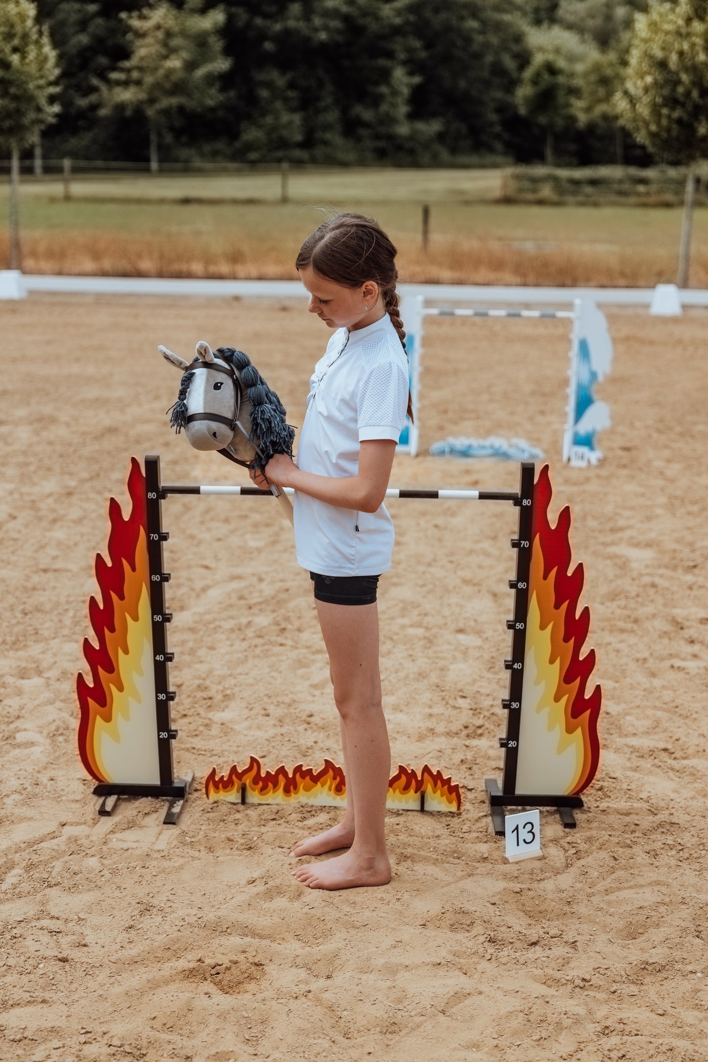 Springzaun Springparcours Springhindernis Show, Feuer