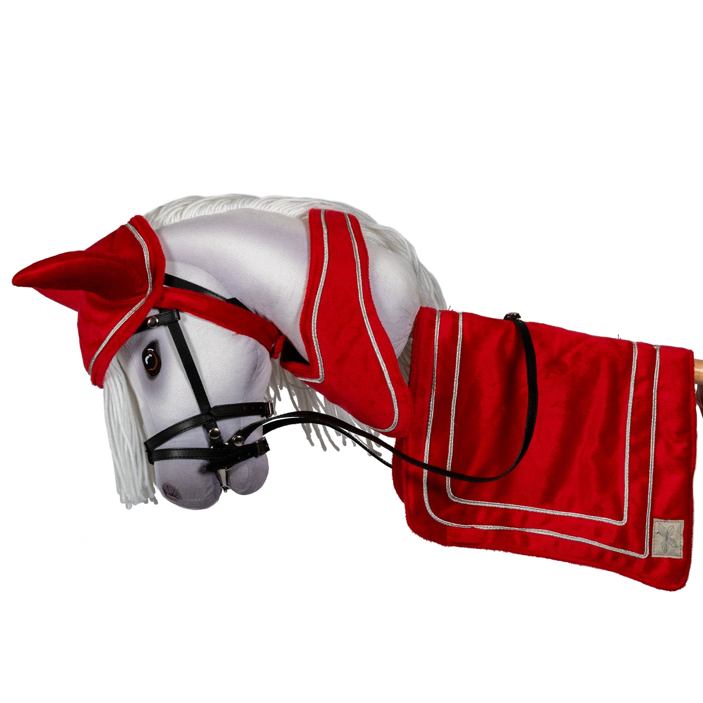 SATTELDECKE FLIEGENHAUBE UND HALSTUCH, SHOW SET ROT HOBBY HORSE