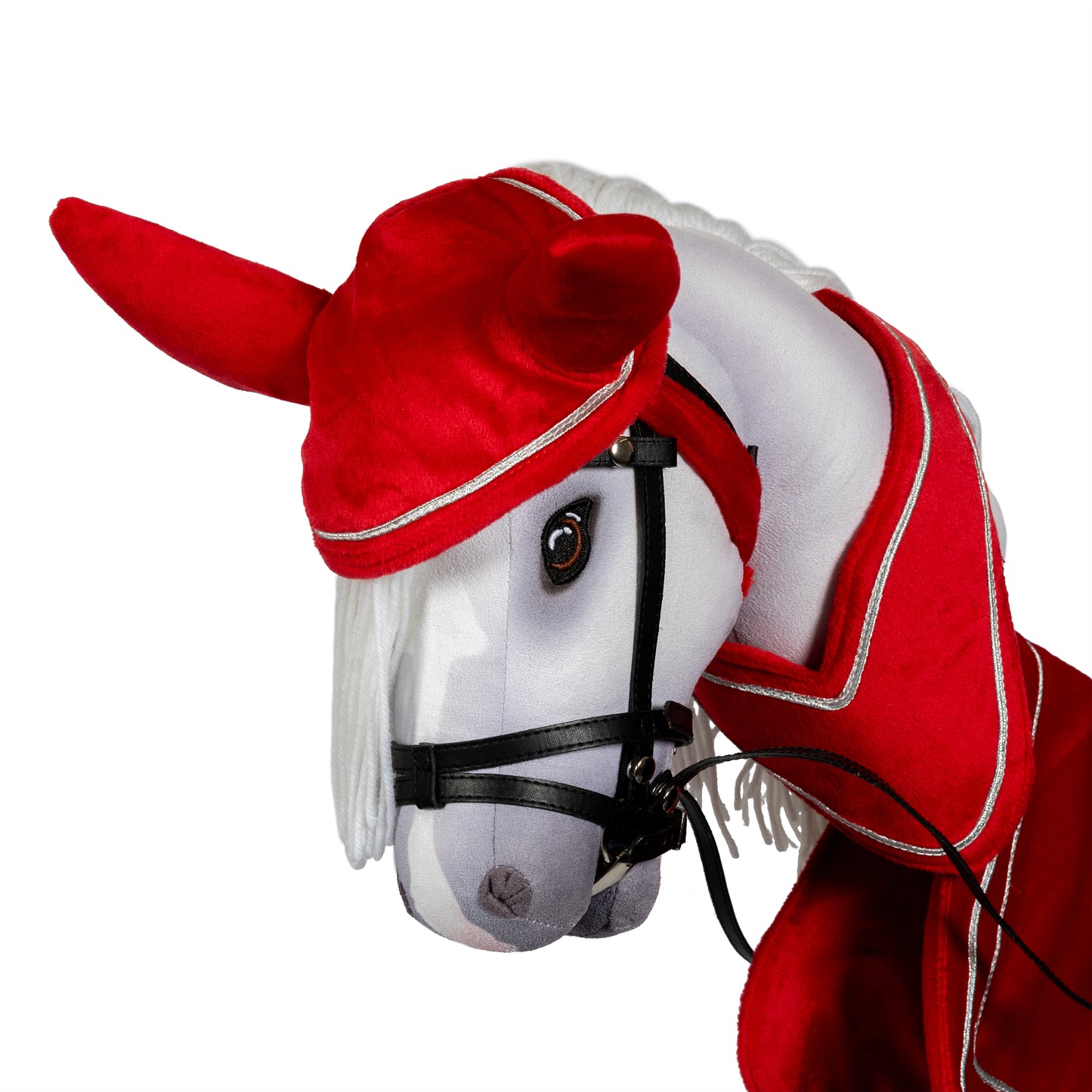 SATTELDECKE FLIEGENHAUBE UND HALSTUCH, SHOW SET ROT HOBBY HORSE