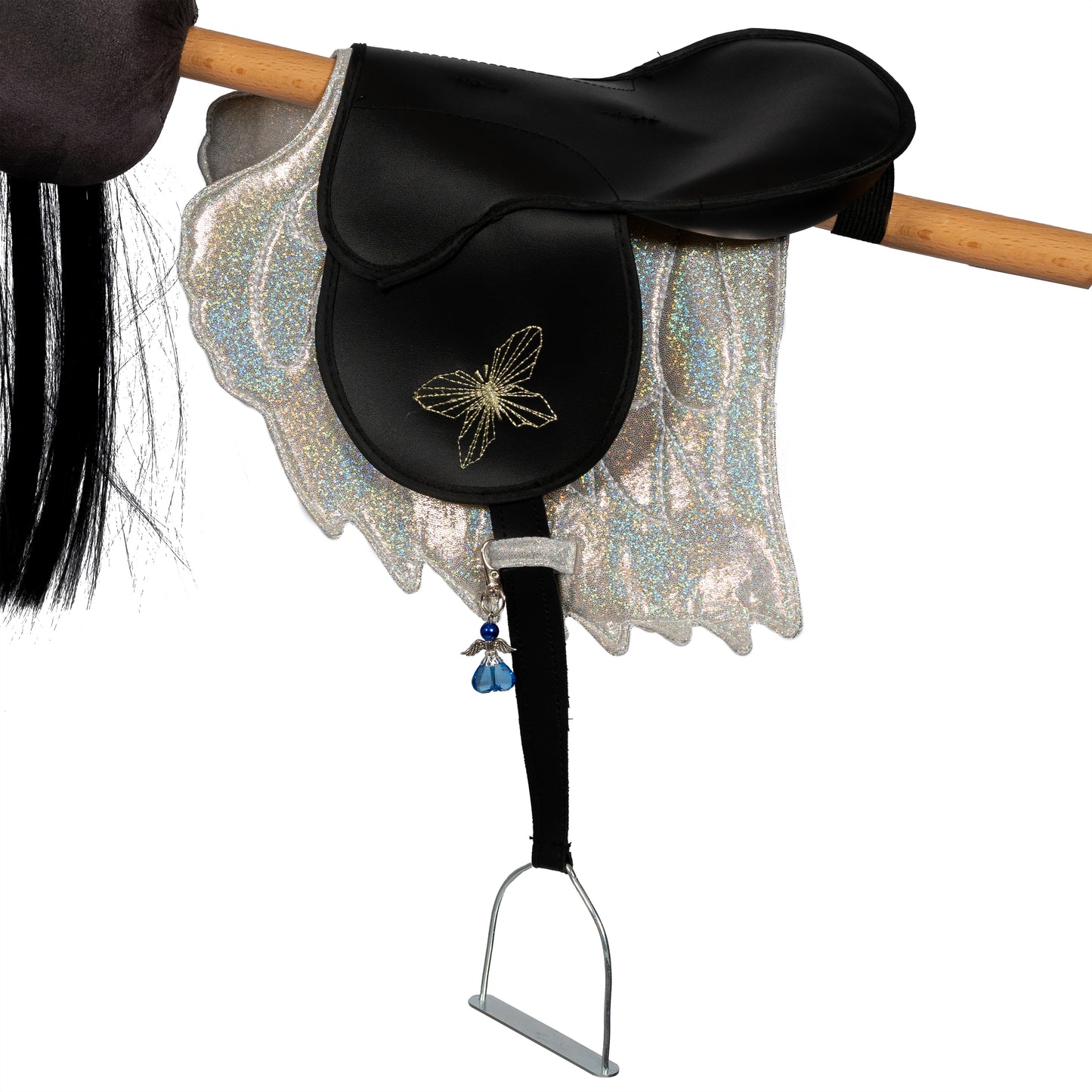 SATTELUNTERLAGE STIRNBAND ANHÄNGER, FUNKELNDES SET MIT CHARM HOBBY HORSE