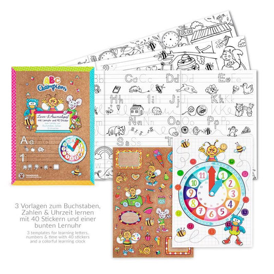 ABC CHAMPIONS LERN- & AUSMALSPASS INKL. LERNUHR UND STICKER