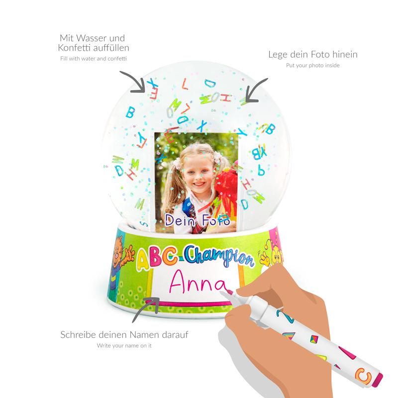 ABC CHAMPIONS XXL FOTO-SCHÜTTELKUGEL ZUM INDIVIDUELLEN GESTALTEN Ø10CM