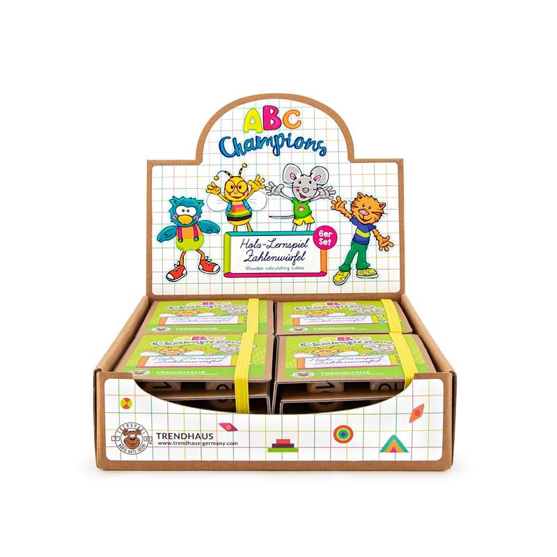 ABC CHAMPIONS HOLZ-LERNSPIEL ZAHLENWÜRFEL 6ER-SET