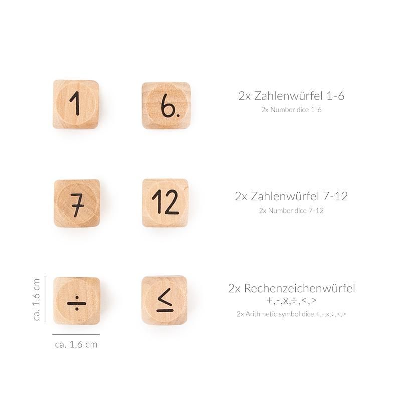 ABC CHAMPIONS HOLZ-LERNSPIEL ZAHLENWÜRFEL 6ER-SET