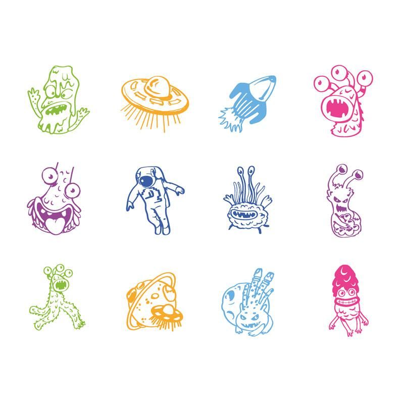 SPACE ADVENTURE STEMPEL SELBSTFÄRBEND, 12-FACH SORTIERT