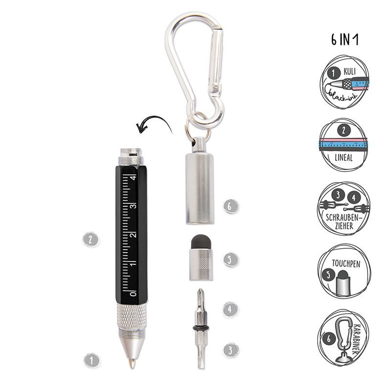 ALLES FÜR DIE SCHULE SUPER TOOL-PEN 6IN1, 4-FACH SORTIERT