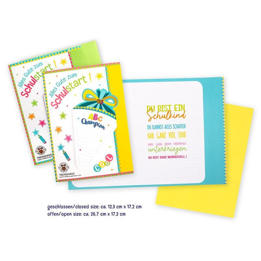 ABC CHAMPIONS GLÜCKWUNSCHKARTE "ALLES GUTE ZUM SCHULSTART", 2-FACH SORTIERT
