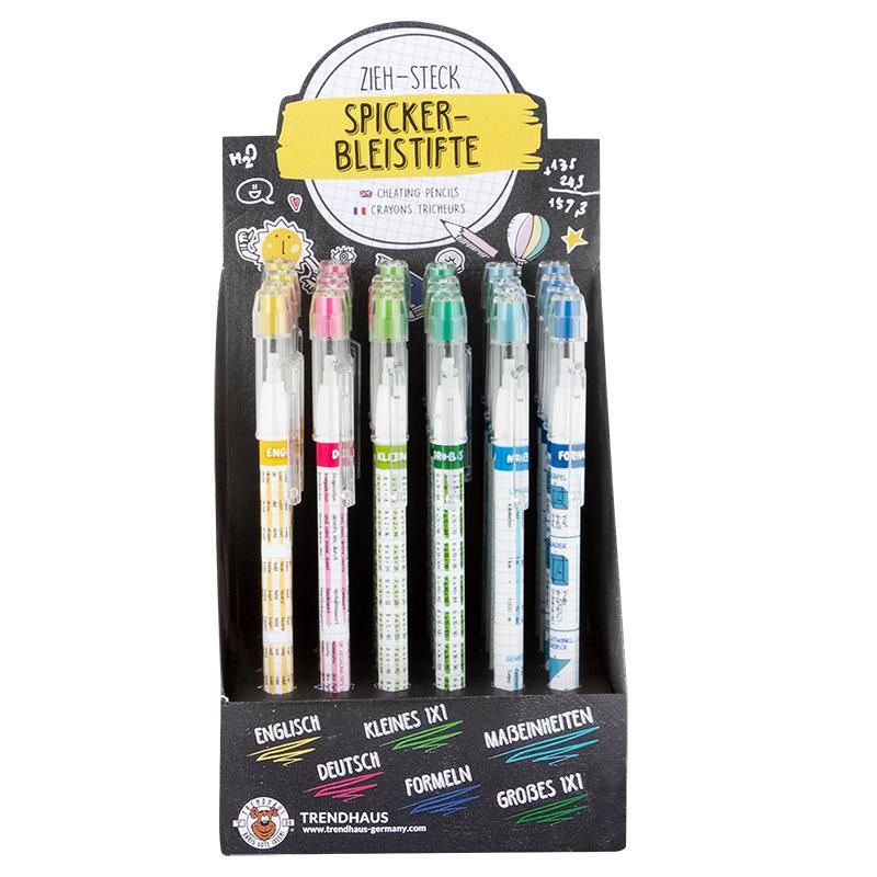 ALLES FÜR DIE SCHULE SPICKER BLEISTIFT ZIEH & STECK, 6-FACH SORTIERT