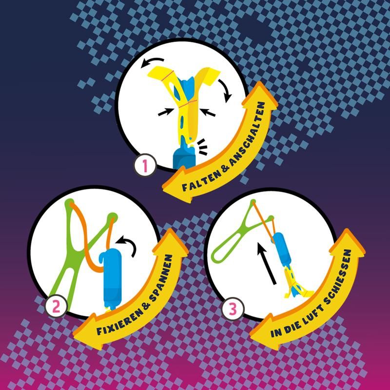 TAKE ACTION SKY-SHOOTER LIGHT-UP 3-TEILIG, 2-FACH SORTIERT