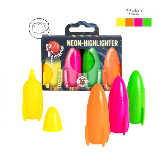 SPACE ADVENTURE NEON-HIGHLIGHTER 4ER-SET