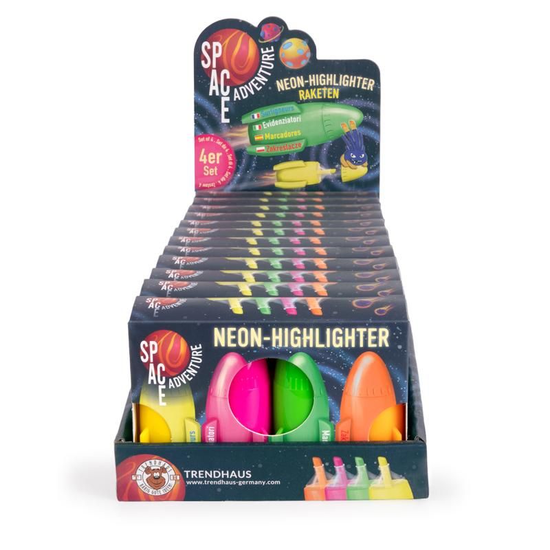 SPACE ADVENTURE NEON-HIGHLIGHTER 4ER-SET