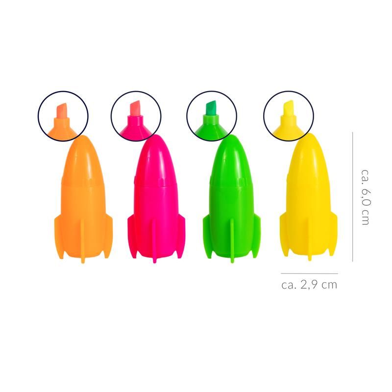 SPACE ADVENTURE NEON-HIGHLIGHTER 4ER-SET