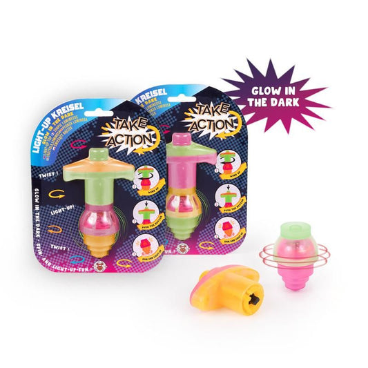 TAKE ACTION LIGHT-UP KREISEL GLOW IN THE DARK, 3-FACH SORTIERT