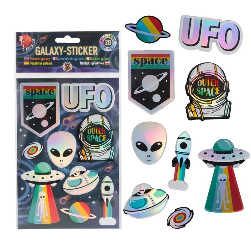 SPACE ADVENTURE GALAXY STICKER HOLOGRAPHIE 9ER-SET