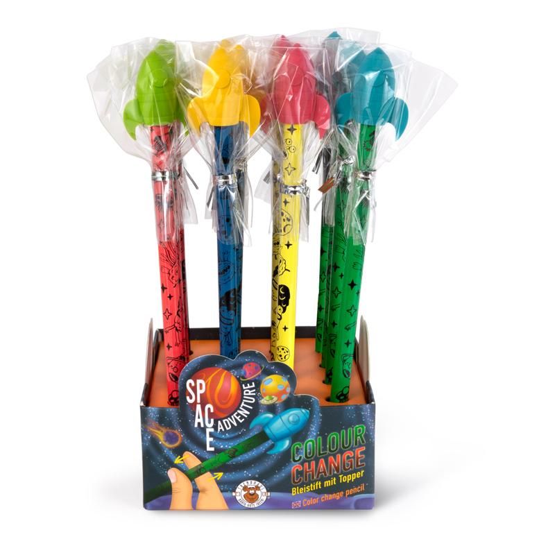 SPACE ADVENTURE BLEISTIFT & RADIERER FARBWECHSEL, 4-FACH SORTIERT