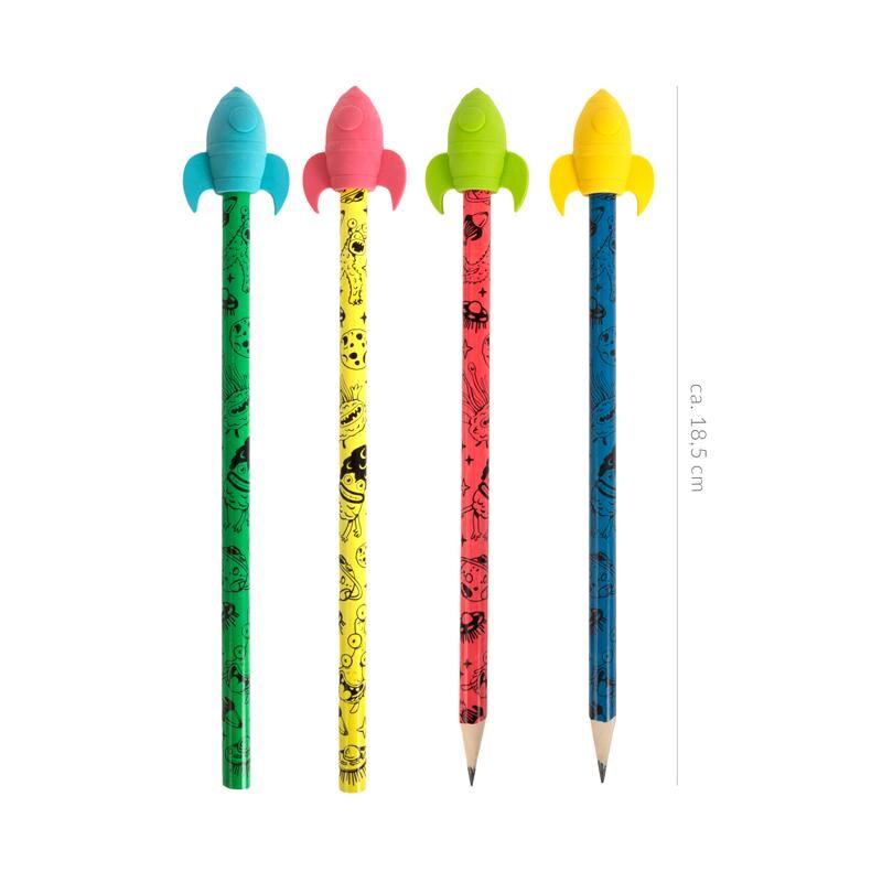 SPACE ADVENTURE BLEISTIFT & RADIERER FARBWECHSEL, 4-FACH SORTIERT