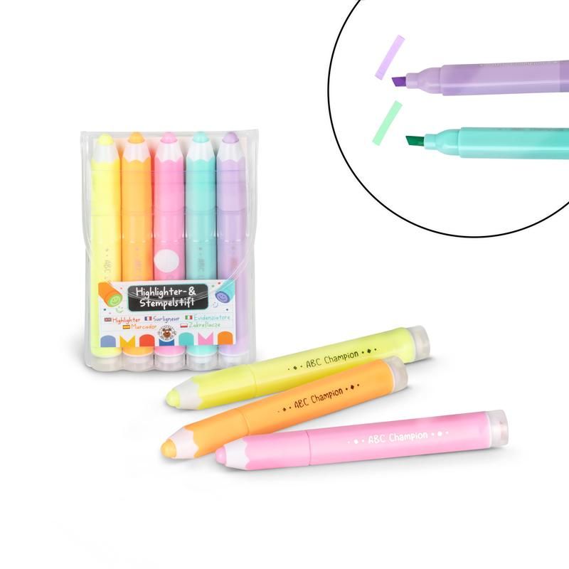 ABC CHAMPIONS HIGHLIGHTER- & STEMPELSTIFT 5ER-SET