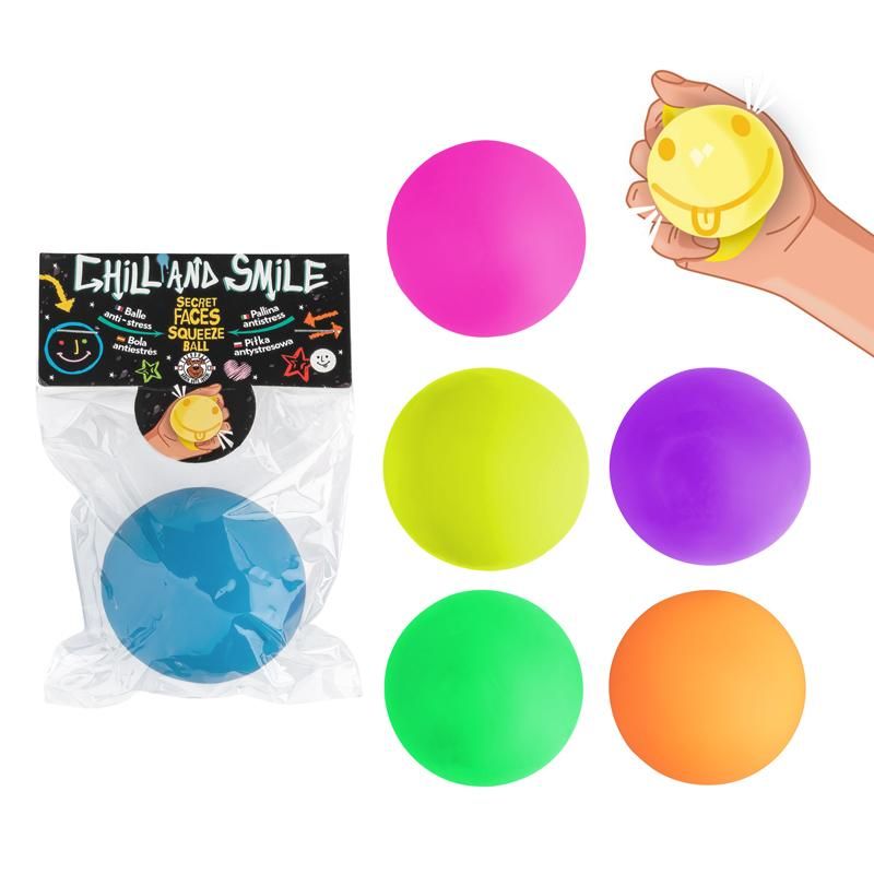 CHILL AND SMILE SQUEEZE-BALL SECRET FACES, 6-FACH SORTIERT