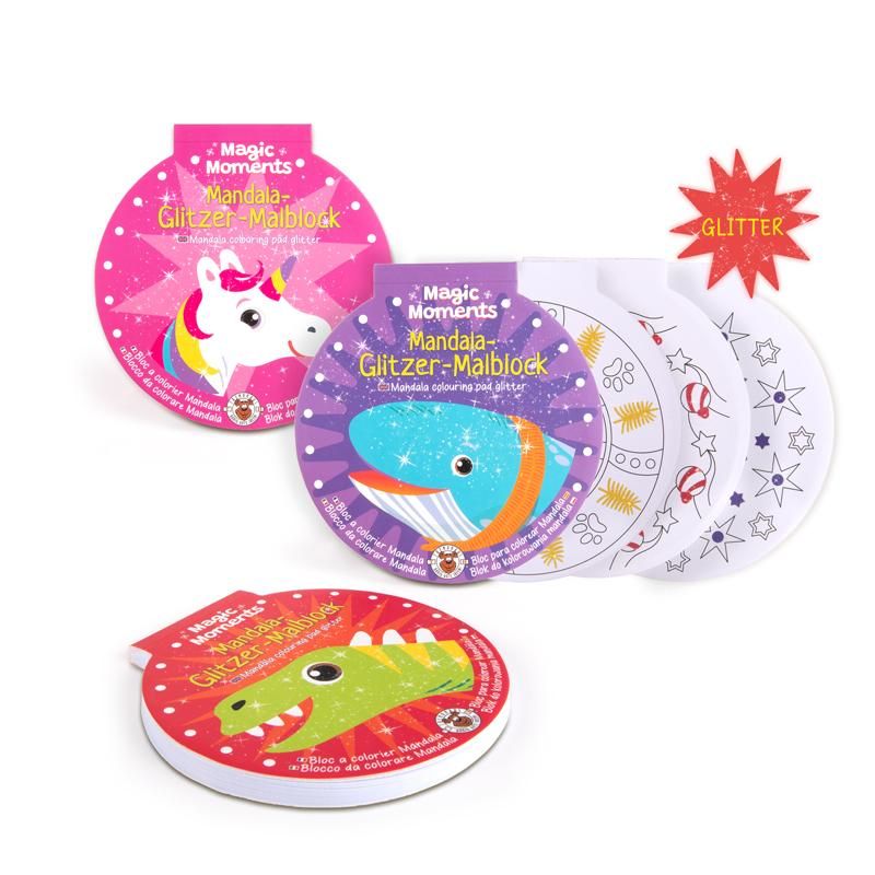 MAGIC MOMENTS MANDALA-GLITZER-MALBLÖCKE 30 BLATT, 3-FACH SORTIERT