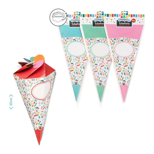 ABC CHAMPIONS SCHULTÜTEN 35CM FALTBAR, 4-FACH SORTIERT