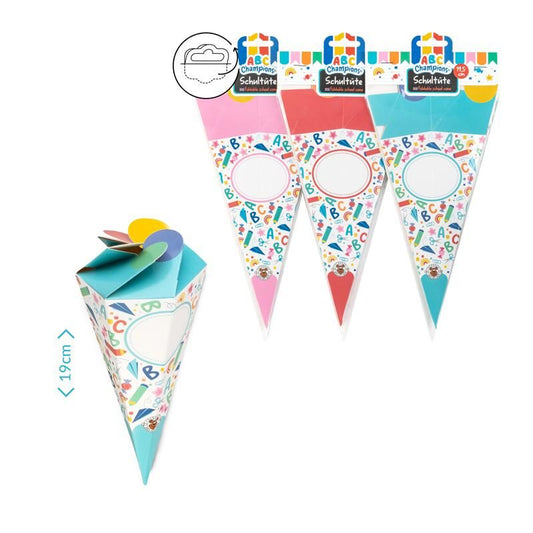 ABC CHAMPIONS SCHULTÜTEN 19,5CM FALTBAR, 4-FACH SORTIERT