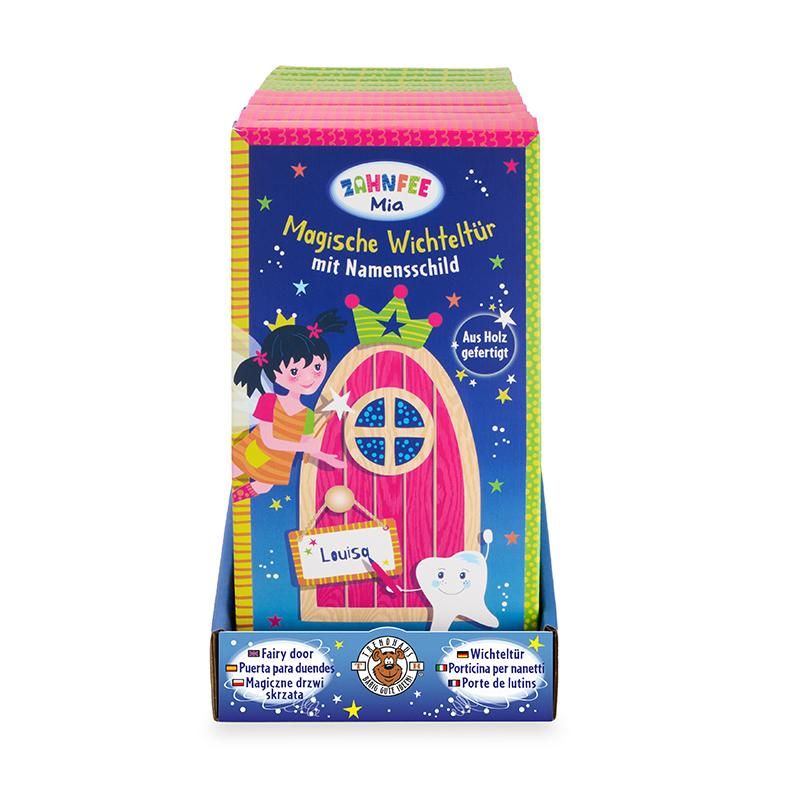 ZAHNFEE HOLZ-WICHTELTÜR  ROSA GRÜN