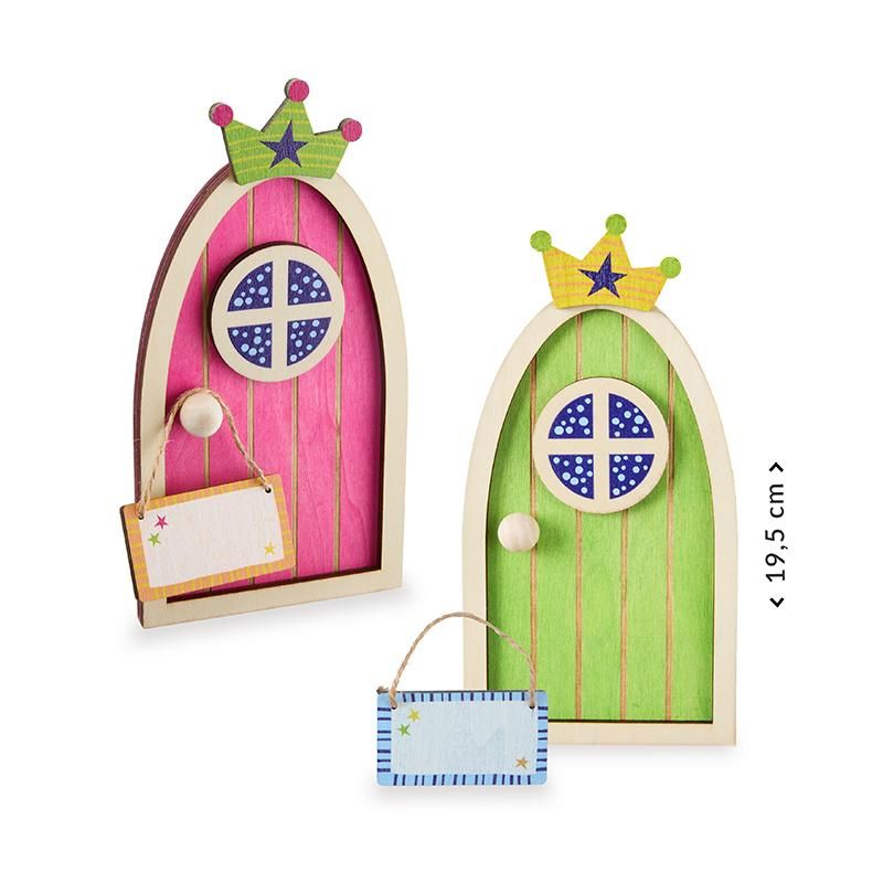 ZAHNFEE HOLZ-WICHTELTÜR  ROSA GRÜN