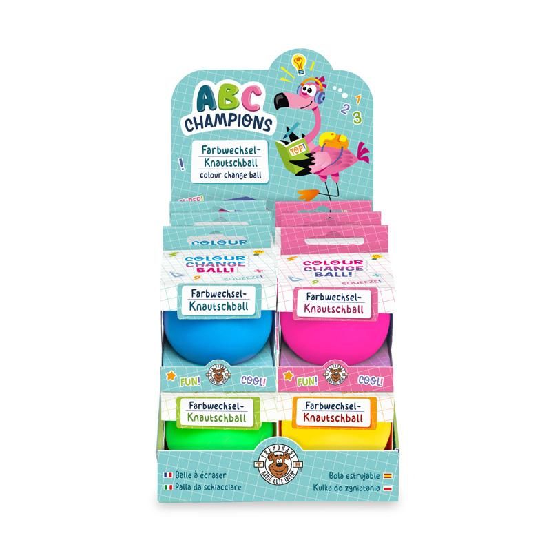 ABC COLOUR CHANGE KNAUTSCHBALL 5,5CM, 4-FACH SORTIERT