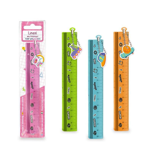 ABC LINEAL 15CM MIT ANHÄNGER, 4-FACH SORTIERT