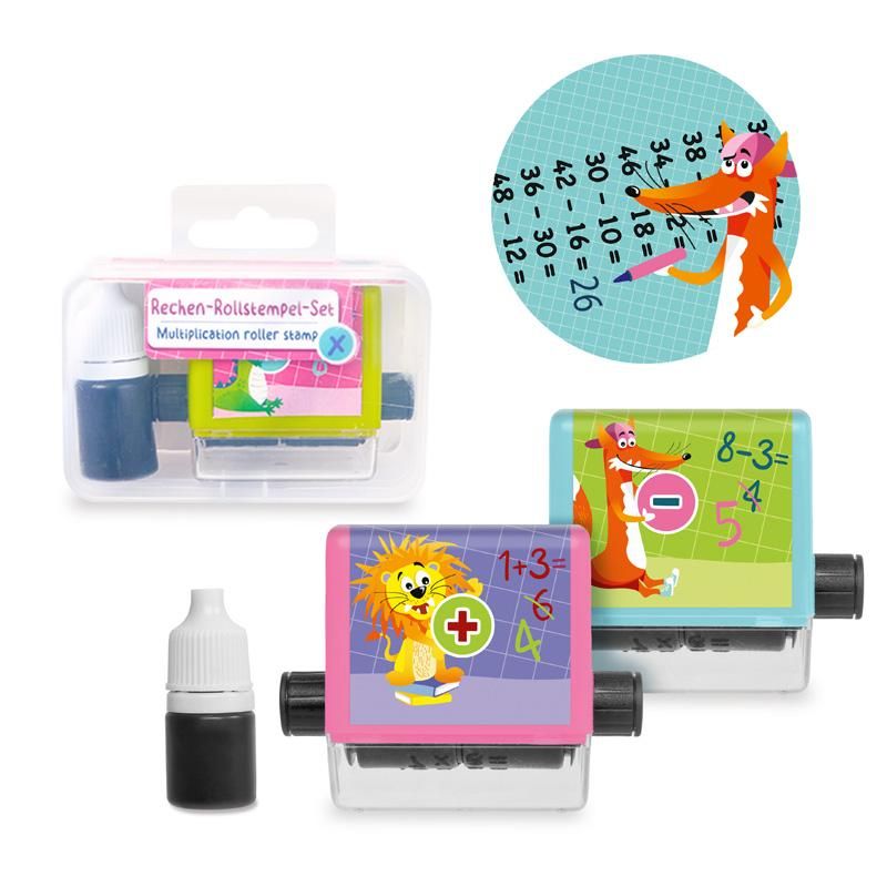ABC RECHEN-ROLLSTEMPEL-SET 2-TEILIG,3-FACH SORTIERT