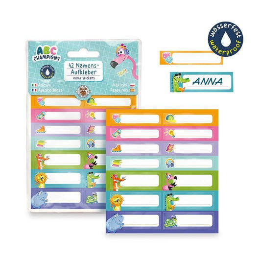 ABC NAMENSSTICKER-SET WASSERFEST 42-TEILIG