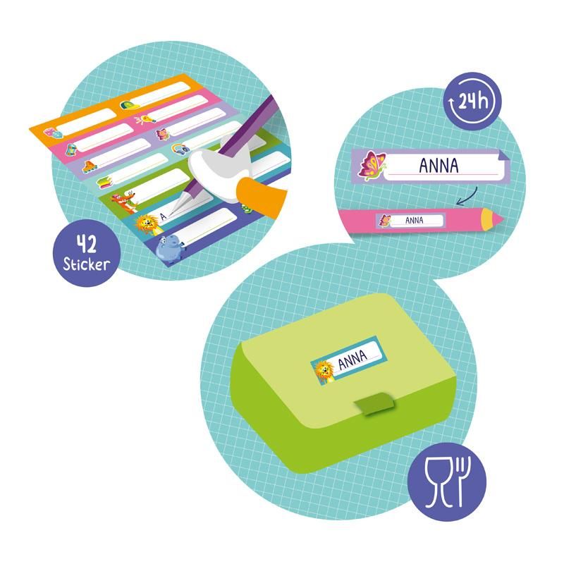 ABC NAMENSSTICKER-SET WASSERFEST 42-TEILIG