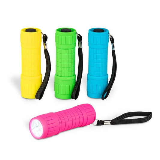 CHILL AND SMILE FLASHLIGHT 9 LEDS, 4-FACH SORTIERT