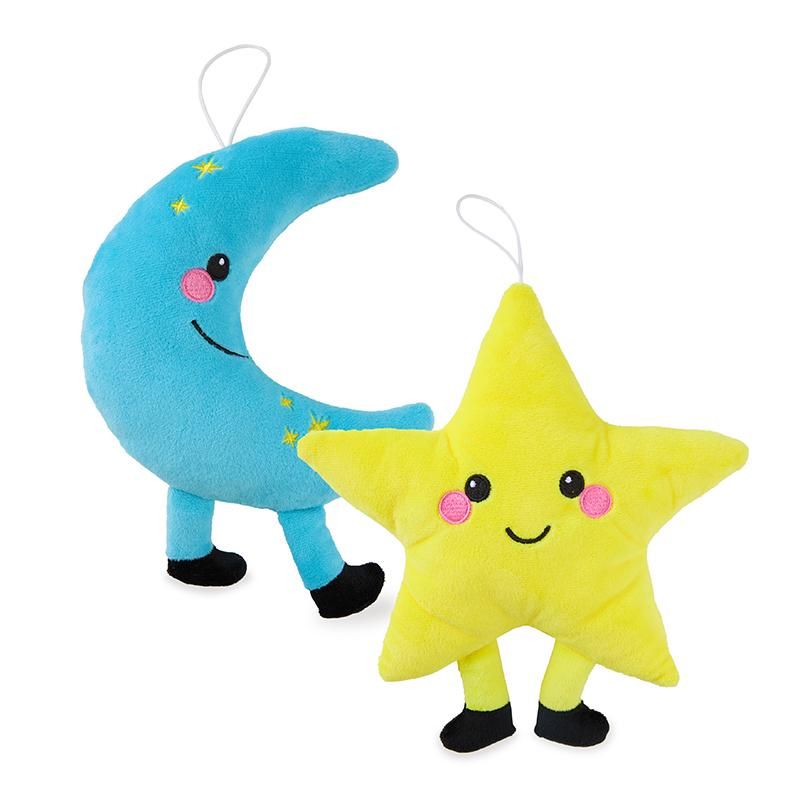 ZAHNFEE PLÜSCH-KISSEN, 2-FACH SORTIERT MOND STERN CA. 24 CM