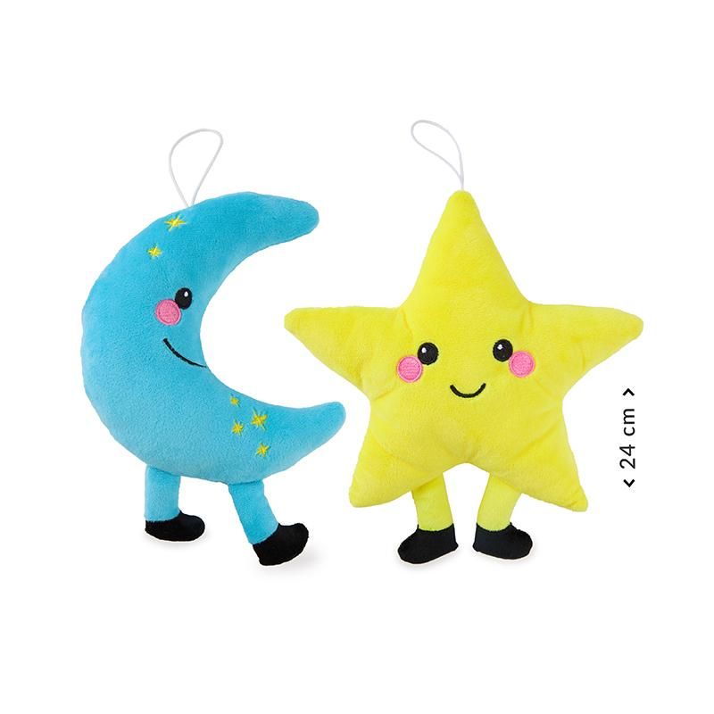 ZAHNFEE PLÜSCH-KISSEN, 2-FACH SORTIERT MOND STERN CA. 24 CM