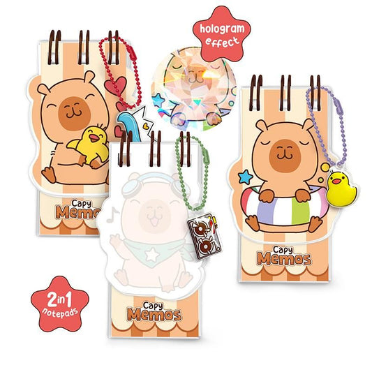 CAPYBARA HAPPY LIFE 5 MINI-BLÖCKCHEN 2-IN-1 104 BLATT, 3-FACH SORTIERT