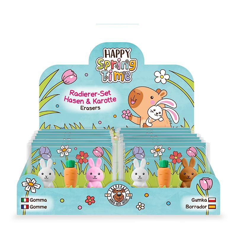 CAPYBARA HAPPY SPRING RADIERER HASE & KAROTTE 3ER-SET, 2-FACH SORTIERT