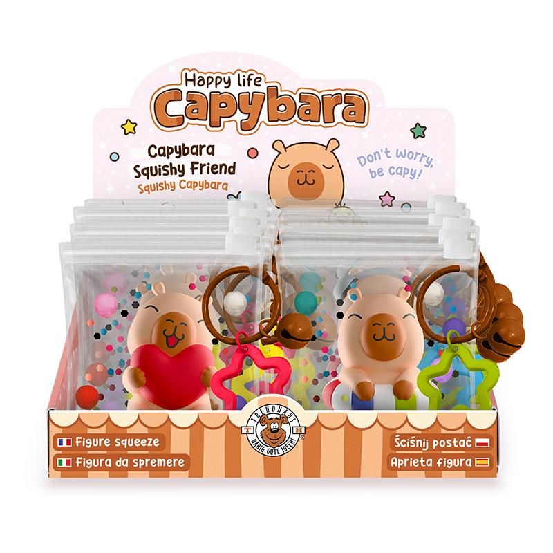 CAPYBARA HAPPY LIFE SQUISHY CAPYBARA MIT SCHLÜSSELANHÄNGER, 4-FACH SORTIERT