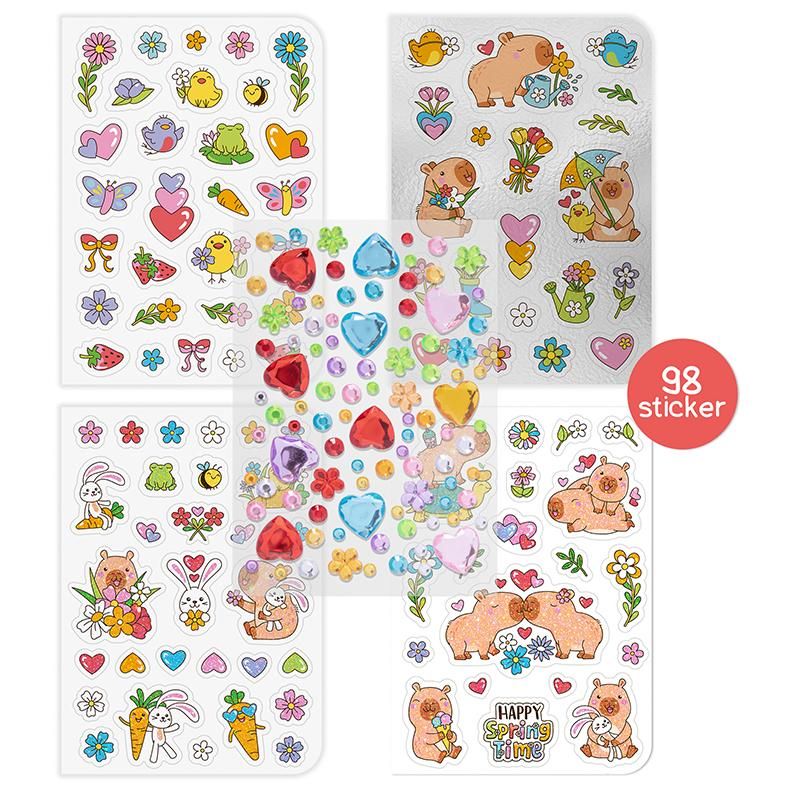 CAPYBARA HAPPY SPRING STICKERMALBUCH INKL. DIAMOND-STICKER