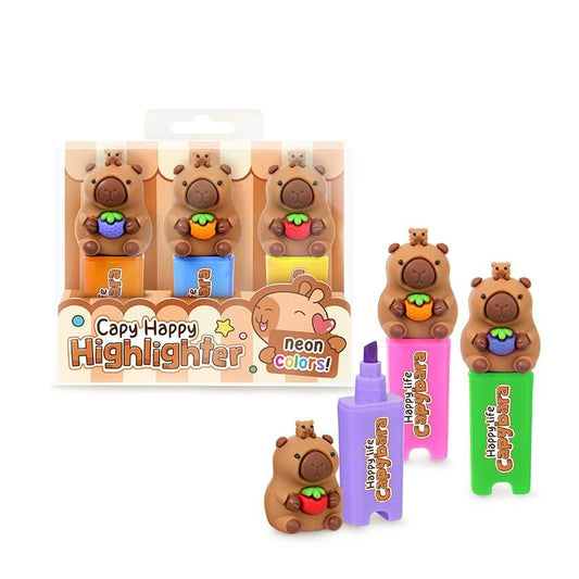 CAPYBARA HAPPY CAPY HIGHLIGHTER 3ER-SET, 2-FACH SORTIERT