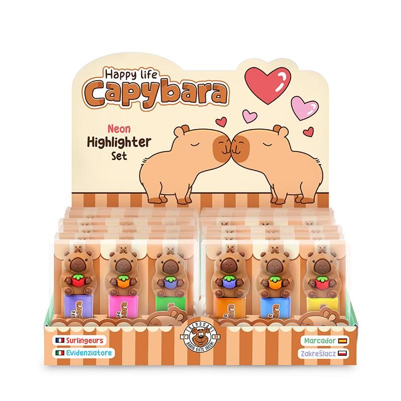 CAPYBARA HAPPY CAPY HIGHLIGHTER 3ER-SET, 2-FACH SORTIERT
