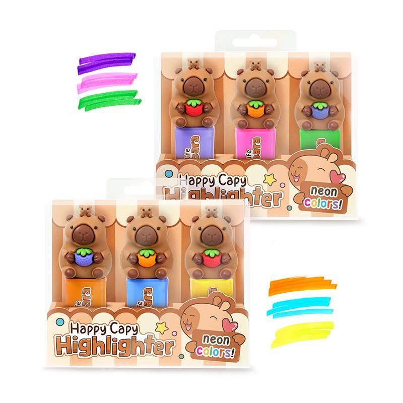 CAPYBARA HAPPY CAPY HIGHLIGHTER 3ER-SET, 2-FACH SORTIERT