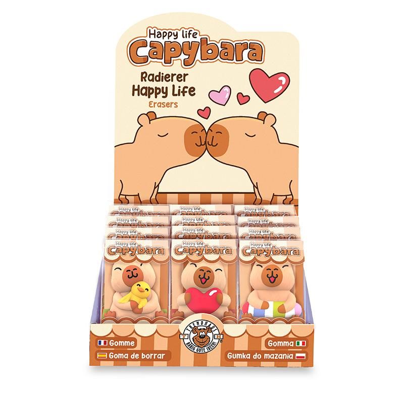 CAPYBARA LOVE RADIERER RADIERGUMMI HAPPY LIFE, 4-FACH SORTIERT